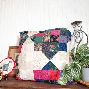 Vintage Colorful Patchwork Throw Pillow